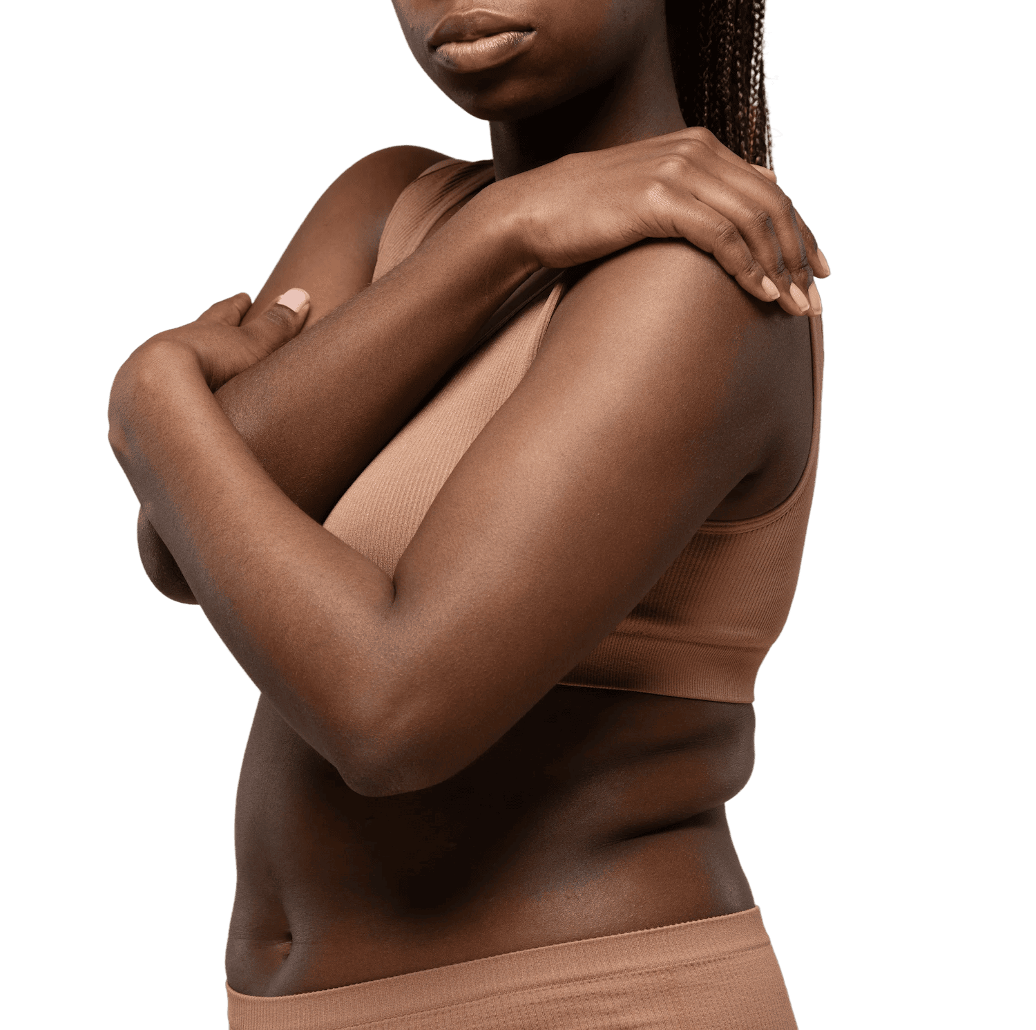 Femme en sous vêtements roses